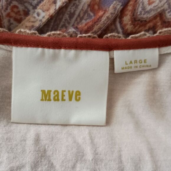 Maeve Anthropologie Silk Blouse L Nalina Handkerchief Kimono Flowy Bohemian Rust - Picture 9 of 16